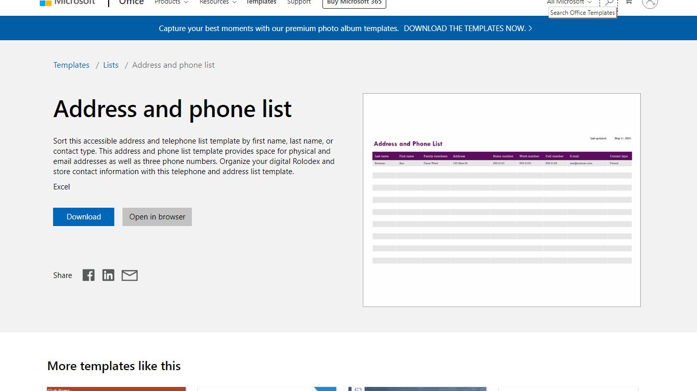 Address and phone list - templates.office.com